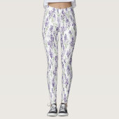 Lila Grüne Lavendelblumen Leggings (Vorderseite)