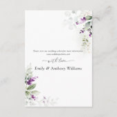 Lila Grüne Lavender Hochzeitskarte Begleitkarte (Rückseite)