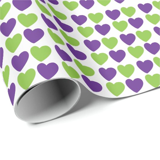 Lila grüne Liebe Herz Geschenkpapier (Rolleneckpunkt)