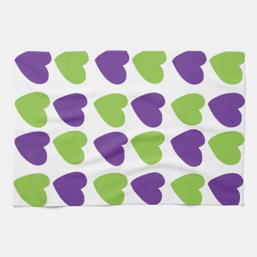 Lila grüne Liebe Herz Geschirrtuch (Horizontal)