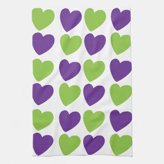 Lila grüne Liebe Herz Geschirrtuch (Vertikal)