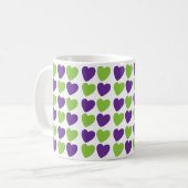 Lila grüne Liebe Herz Kaffeetasse (Vorderseite Links)