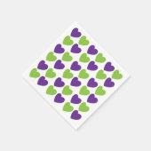 Lila grüne Liebe Herz Party Serviette (Ecke)