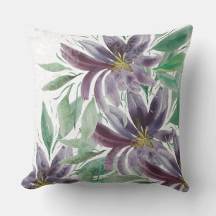 Lila grüne Lotus Wasserfarbe Kissen