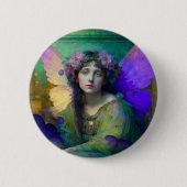 Lila Grüne Märchen Fantasie Kunst Button (Vorderseite)