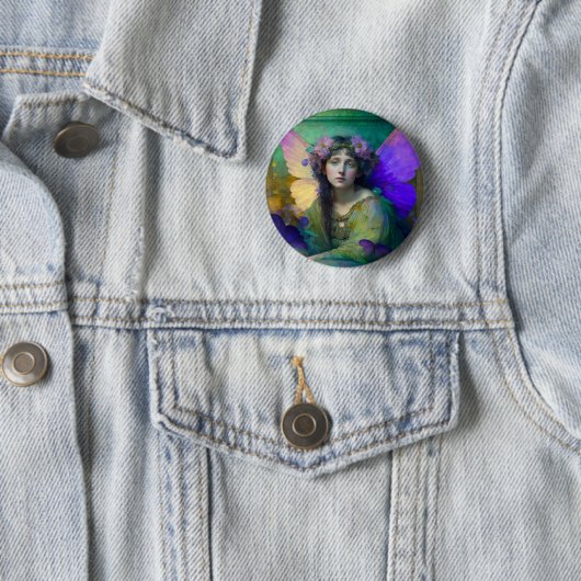 Lila Grüne Märchen Fantasie Kunst Button (Beispiel)