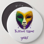 Lila-grüne Mardi Gras-Maske Button (Vorne & Hinten)