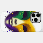 Lila-grüne Mardi Gras-Maske Case-Mate iPhone Hülle (Rückseite (Horizontal))