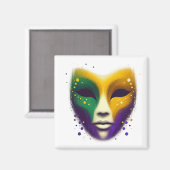 Lila-grüne Mardi Gras-Maske Magnet (Vorderseite/Rückseite)