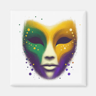 Lila-grüne Mardi Gras-Maske Magnet