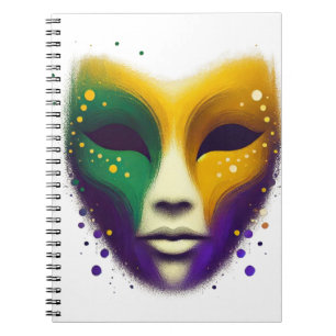 Lila-grüne Mardi Gras-Maske Notizblock