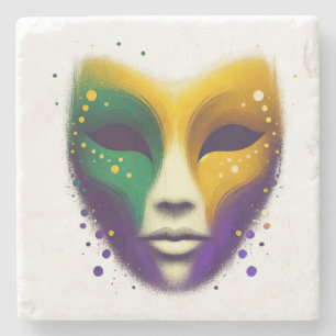 Lila-grüne Mardi Gras-Maske Steinuntersetzer