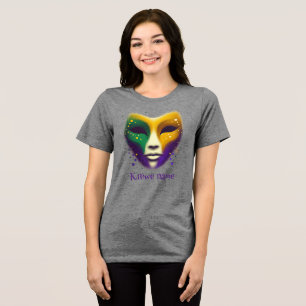 Lila-grüne Mardi Gras-Maske Tri-Blend Shirt