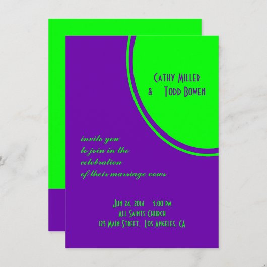 lila grüne Mod Einladung (Vorne/Hinten)