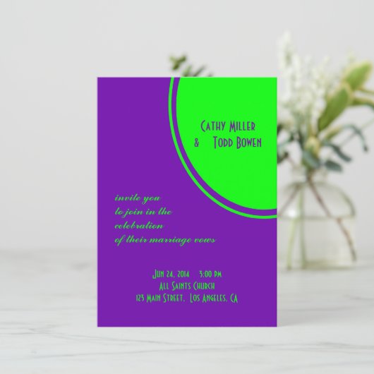 lila grüne Mod Einladung (Stehend Vorderseite)