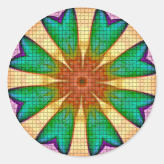 Lila-grüne Orange-Blume Mandala Runder Aufkleber