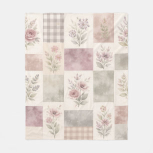 Lila Grüne Patchwork-Quilt-Pastell-Blumen-Vintage Fleecedecke