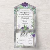 Lila grüne Pfauenwasserfarben - Pflanze All In One Einladung (Innen Boden)