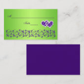 Lila, grüne Platzkarte und Verbundene Herzen (Vorne/Hinten)