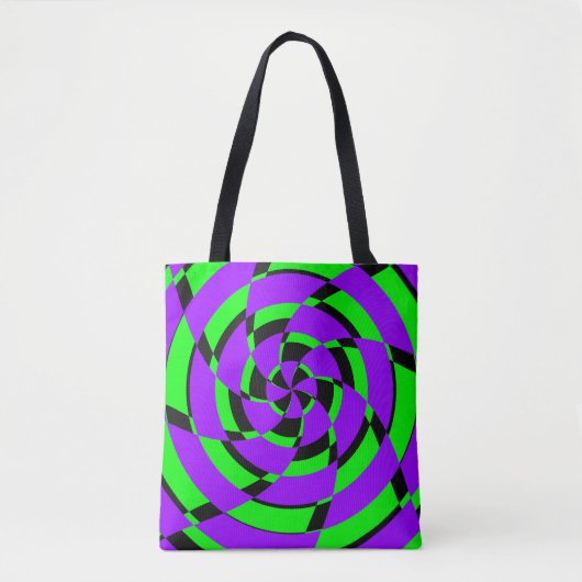 Lila grüne Psychedelic Swirl Moderne Kunst Tasche (Vorderseite)