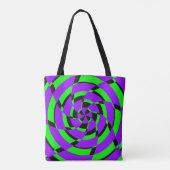 Lila grüne Psychedelic Swirl Moderne Kunst Tasche (Rückseite)