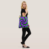 Lila grüne Psychedelic Swirl Moderne Kunst Tasche (Am Model)