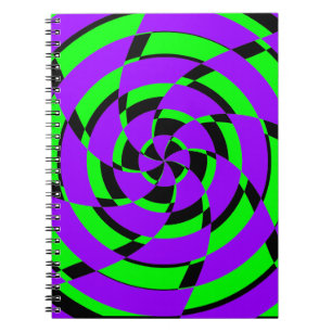 Lila Grüne psychedelische Wirbel-Moderne Kunst Notizblock