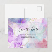 Lila, grüne, rosa Färbungen Save the Date Einladungspostkarte (Vorne/Hinten)