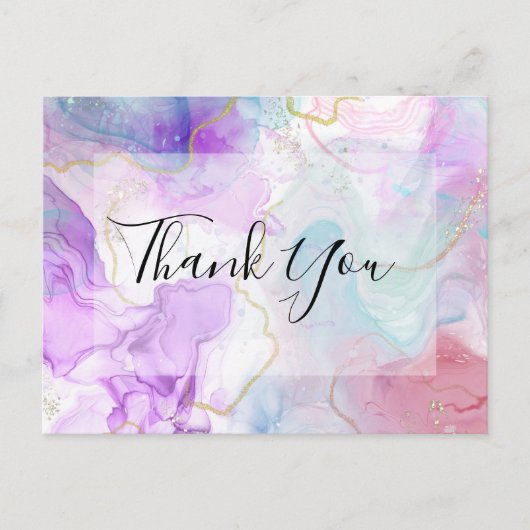 Lila, grüne, rosafarbene Farben Danke Postkarte (Vorderseite)