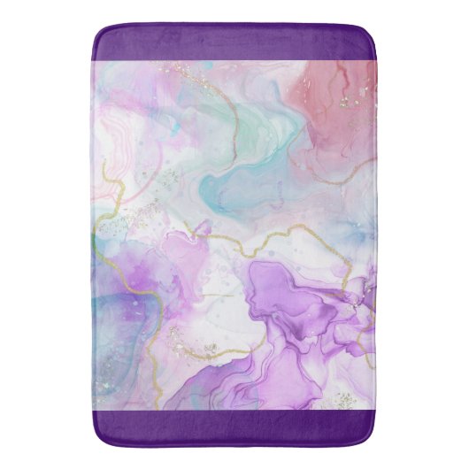 Lila, grüne, rosafarbene Farben Elegant Badematte (Vorderseite Vertikal)