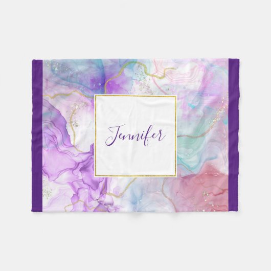 Lila, grüne, rosafarbene Farben Elegant Fleecedecke (Vorderseite (Horizontal))