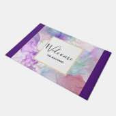 Lila, grüne, rosafarbene Farben Elegant Fußmatte (Schrägansicht)