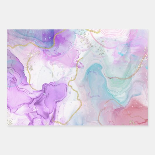 Lila, grüne, rosafarbene Farben Elegant Geschenkpapier Set (Vorderseite 3)