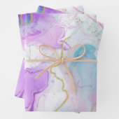 Lila, grüne, rosafarbene Farben Elegant Geschenkpapier Set (Beispiel)