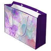 Lila, grüne, rosafarbene Farben Elegant Große Geschenktüte (Rückseite Schrägansicht)