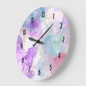 Lila, grüne, rosafarbene Farben Elegant Große Wanduhr (Winkel)