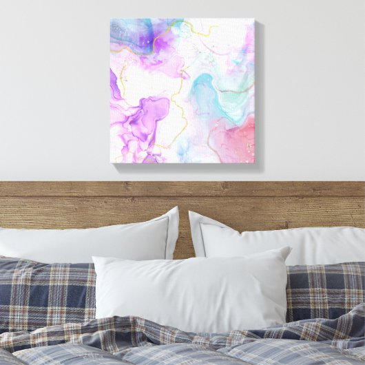 Lila, grüne, rosafarbene Farben Elegant Leinwanddruck (Insitu (Schlafzimmer))