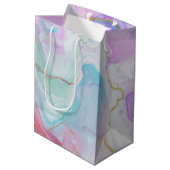 Lila, grüne, rosafarbene Farben Elegant Mittlere Geschenktüte (Rückseite Schrägansicht)