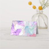 Lila, grüne, rosafarbene Farben Elegant Platzkarte (Rückseite)