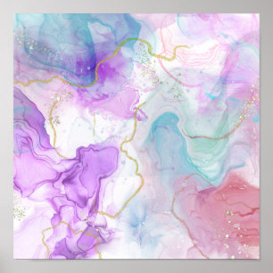 Lila, grüne, rosafarbene Farben Elegant Poster