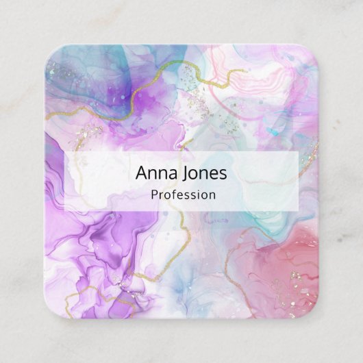Lila, grüne, rosafarbene Farben Elegant Quadratische Visitenkarte (Vorderseite)