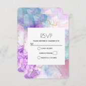 Lila, grüne, rosafarbene Farben Elegant RSVP Karte (Vorne/Hinten)