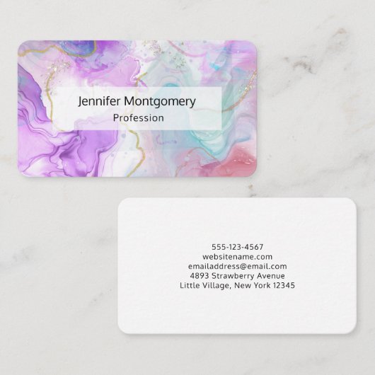 Lila, grüne, rosafarbene Farben Elegant Visitenkarte (Vorne/Hinten)