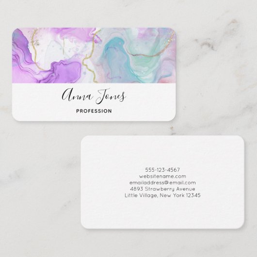 Lila, grüne, rosafarbene Farben Elegant Visitenkarte (Vorne/Hinten)