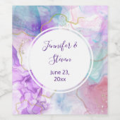 Lila, grüne, rosafarbene Hochzeit Weinetikett (Einzelnes Label)