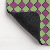 Lila Grüne Schachbrett-Diamant-Muster Mousepad (Ecke)