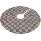 Lila Grüne Schachbrett Diamantmuster Polyester Weihnachtsbaumdecke (Schrägansicht)