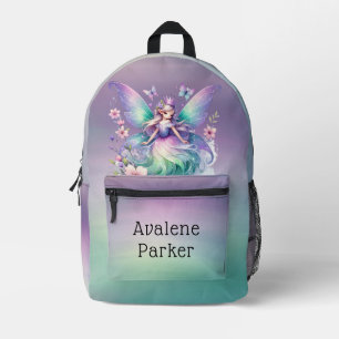 Lila Grüne Schmetterlingsmarine Bedruckter Rucksack