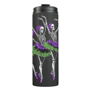 Lila Grüne Skelett-Ballerina-Tumbler Thermosbecher