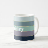 Lila, grüne Sommerfarbblockstreifen Kaffeetasse (VorderseiteRechts)